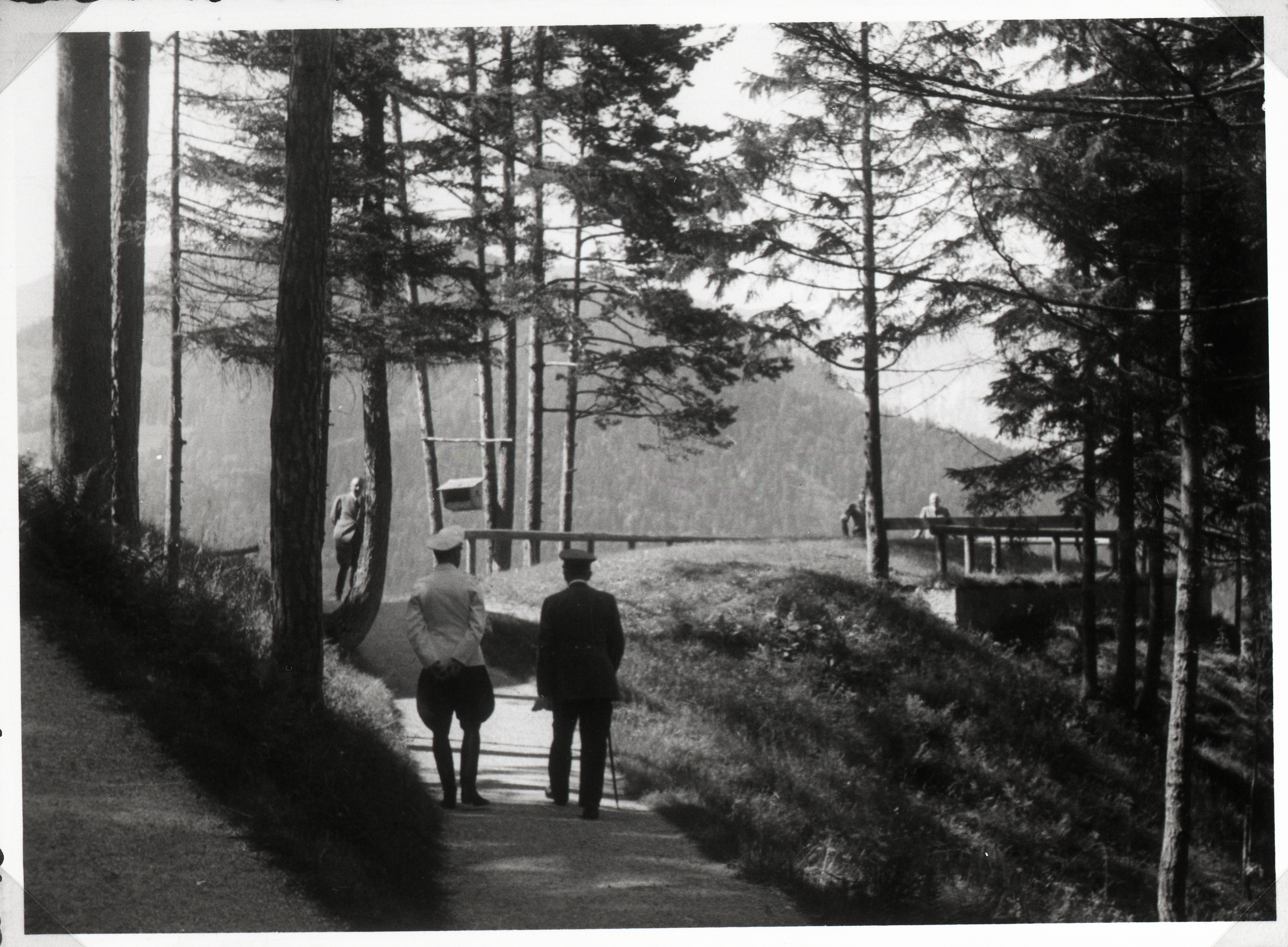 Adolf Hitler during his daily walk to Mooslahnerkopf's tea house near the Berghof, from Eva Braun's albums